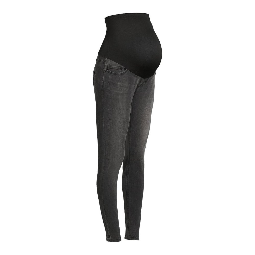 Time and Tru Women’s Maternity Skinny Jeans with Full Panel Charcoal Grey XXL - Picture 4 of 6